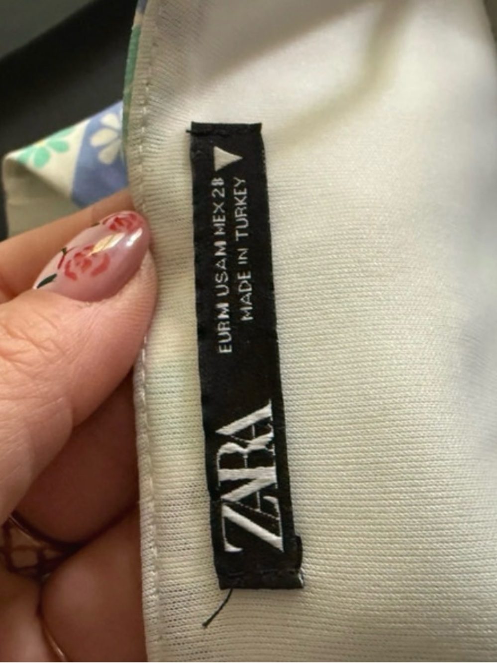 Zara Blue, White & Mint Floral Bustier Top - Picture 4 of 4